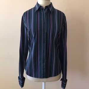 Express Stretch Long Sleeve Button Down Top